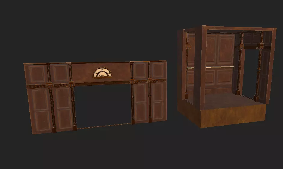 baroque wooden Lift Low-poly 3D model_0