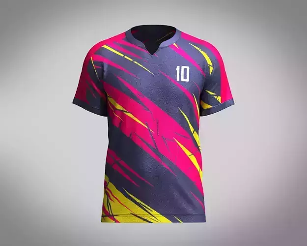 Mens Soccer Red Magenta and Yellow Jersey Player-10