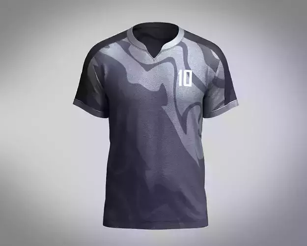Mens Soccer Gray and Black color Blue Jersey Player-10