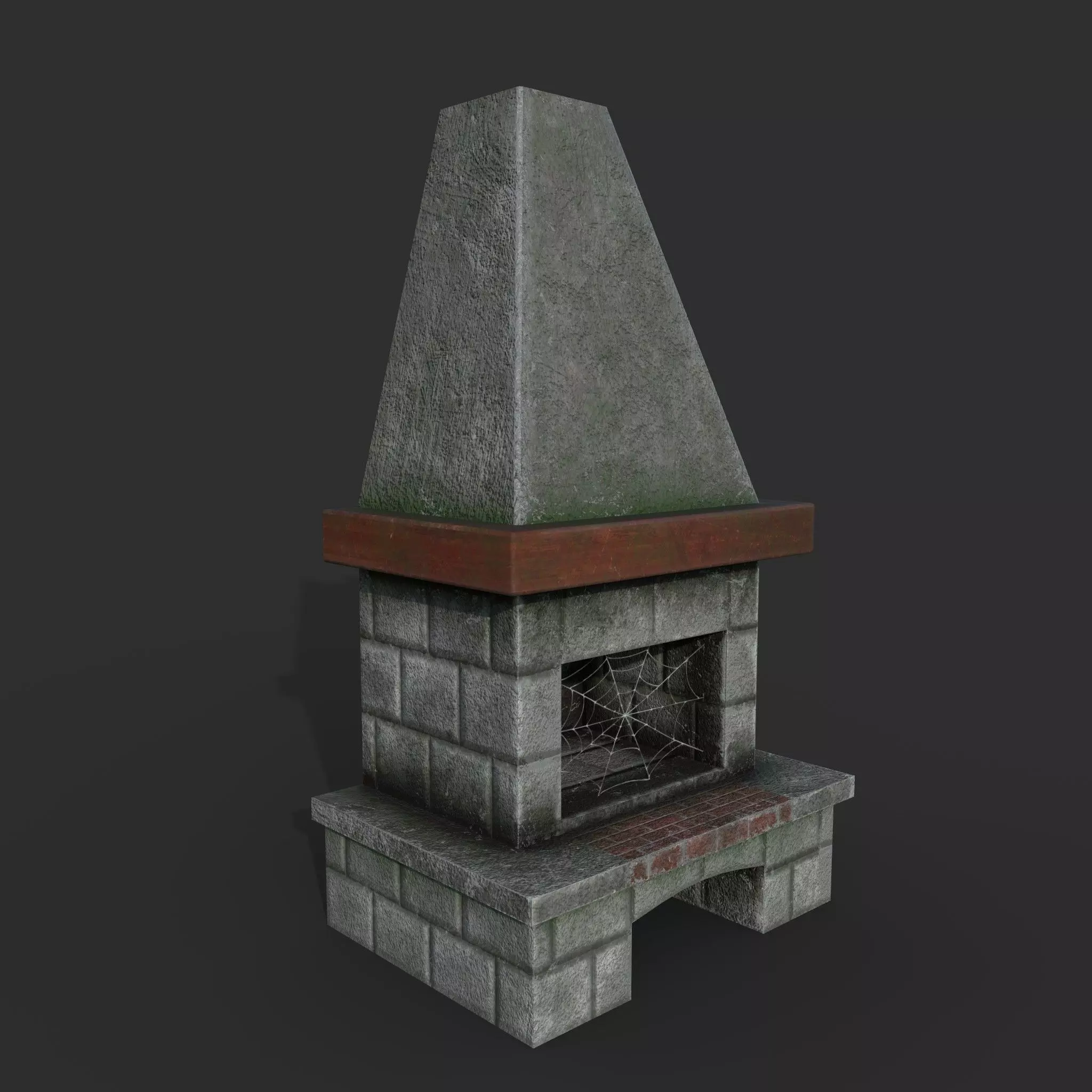Abandoned fireplace   Low-poly 3D model_0