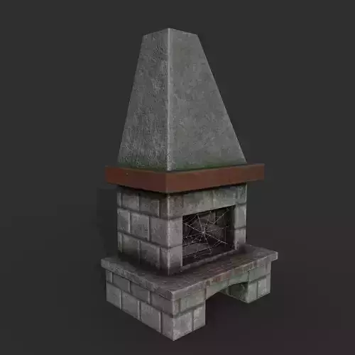 Abandoned fireplace   Low-poly 3D model