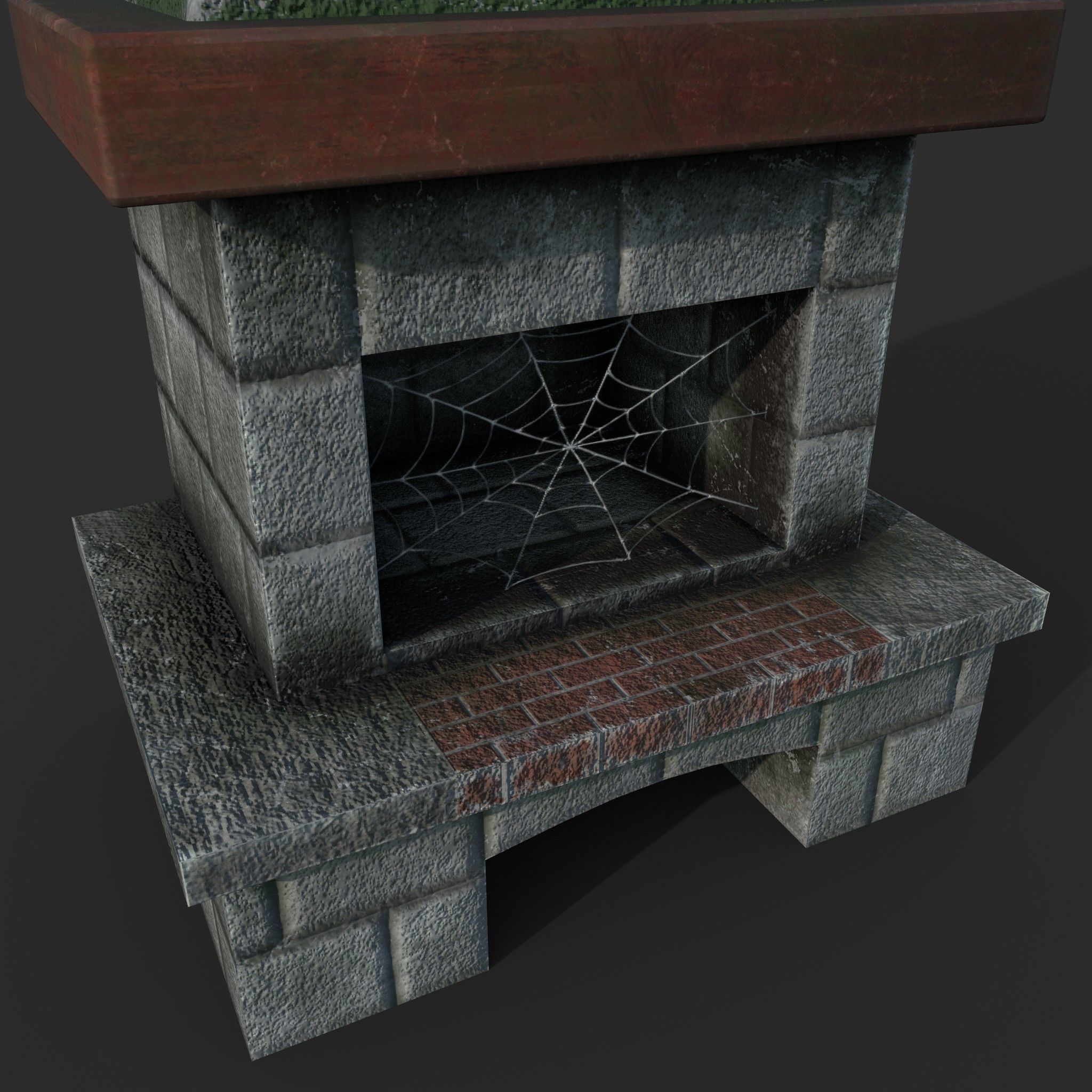 Abandoned fireplace   Low-poly 3D model_5