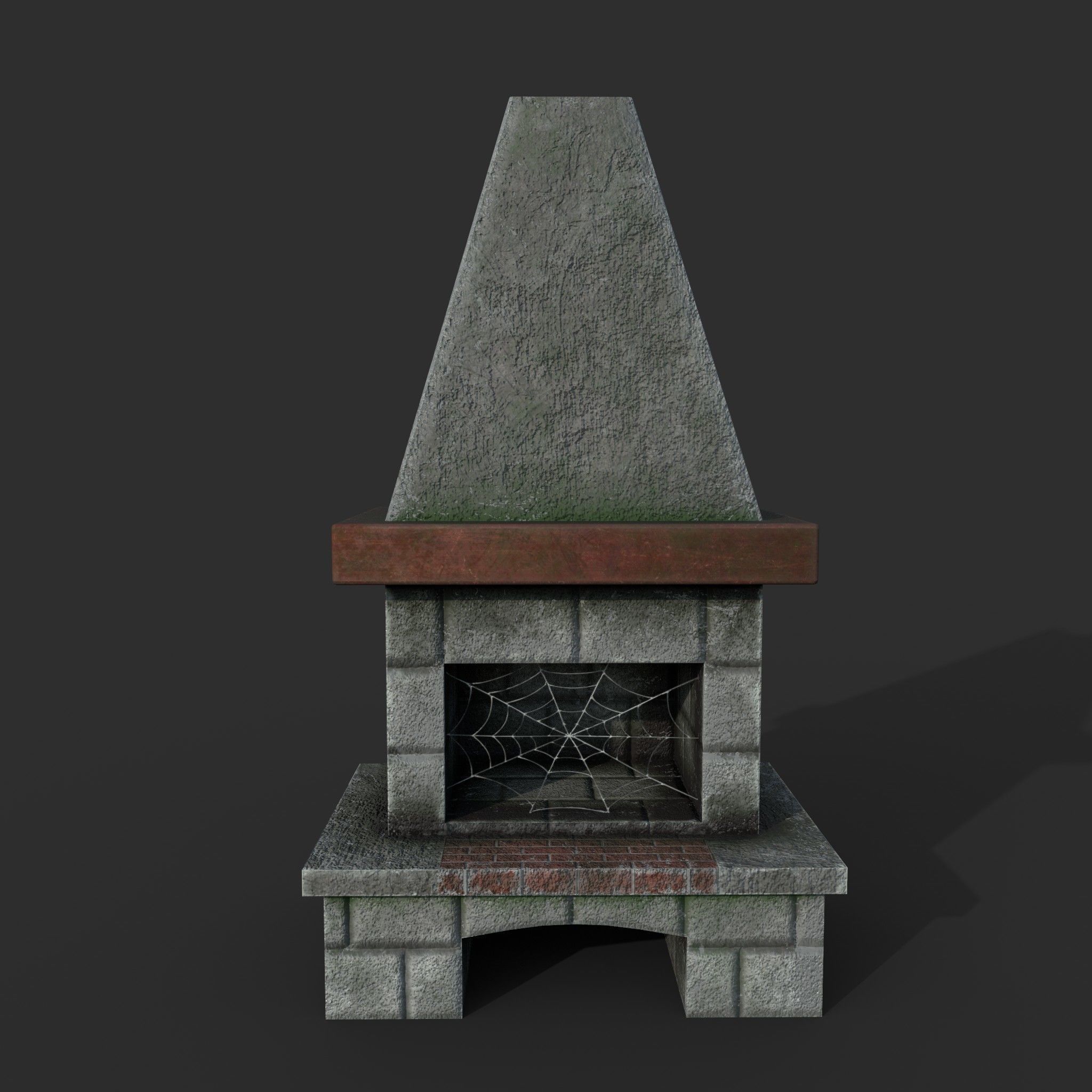 Abandoned fireplace   Low-poly 3D model_2