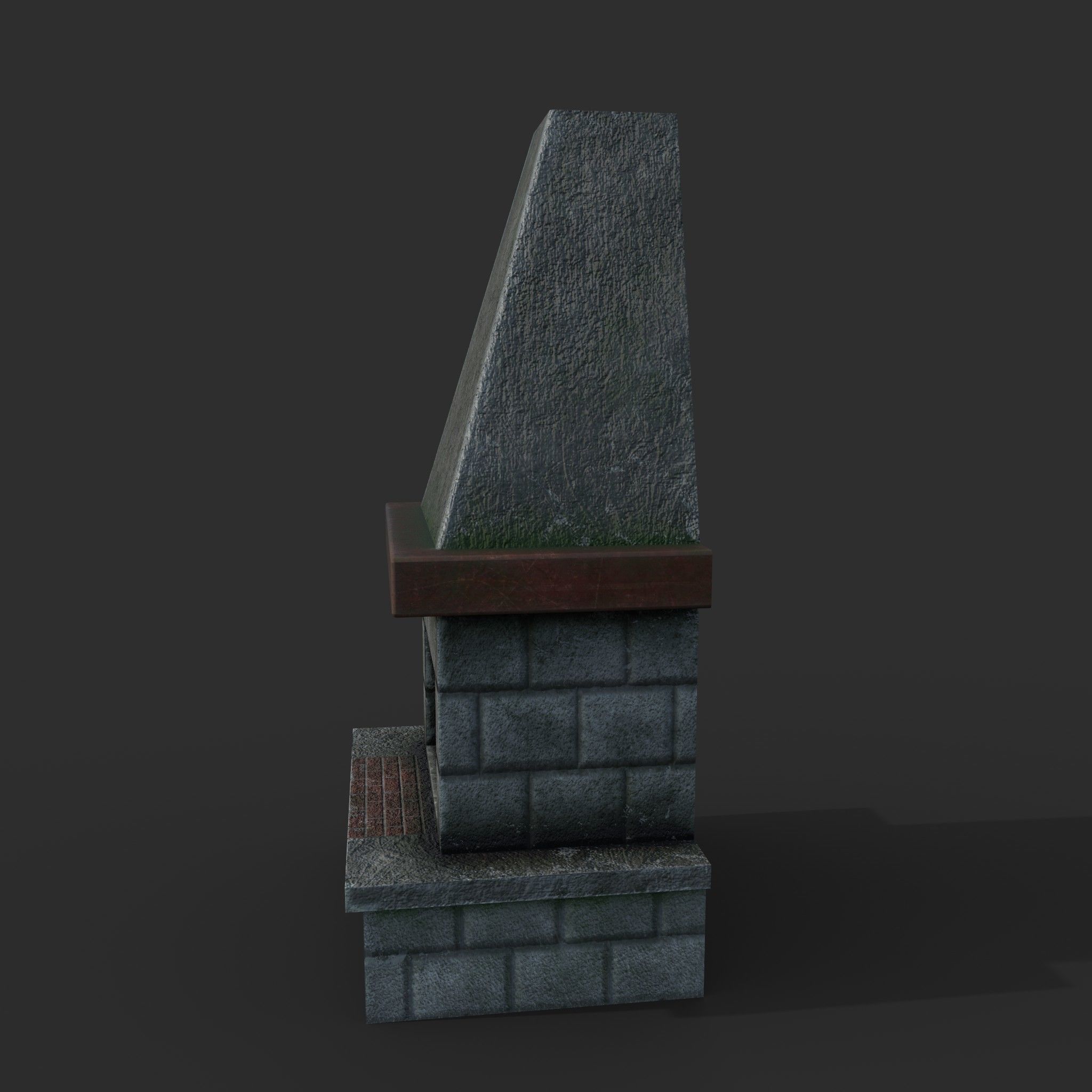 Abandoned fireplace   Low-poly 3D model_4