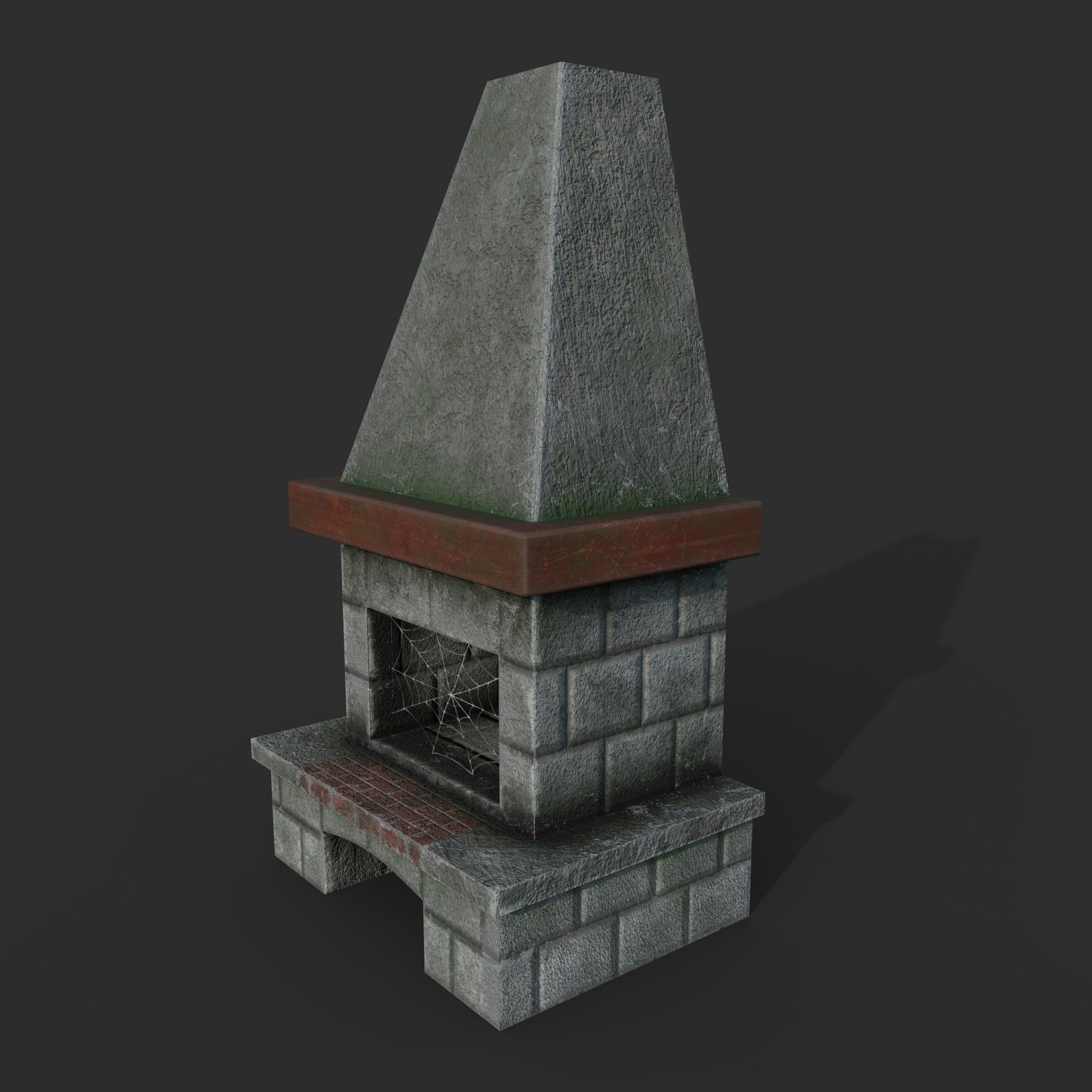 Abandoned fireplace   Low-poly 3D model_3