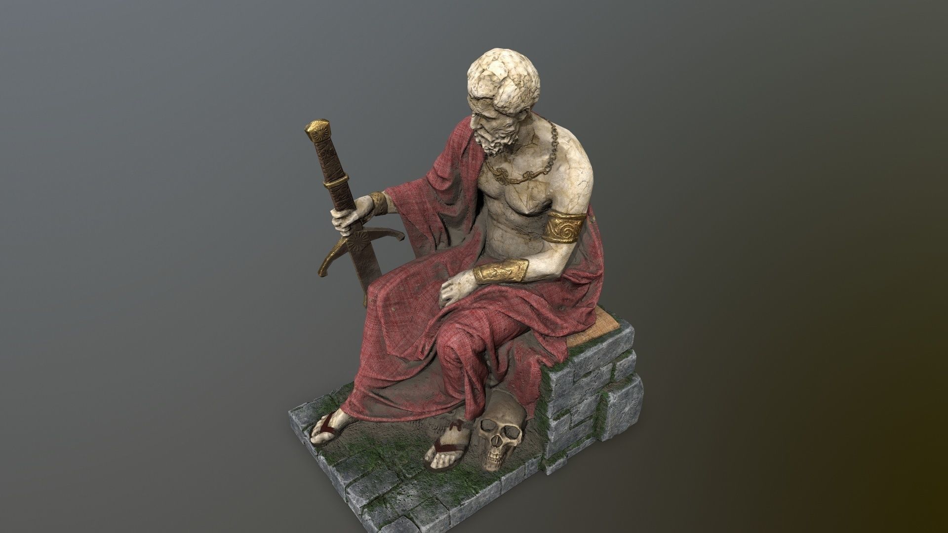 Man Statue 2 Low-poly 3D model_10