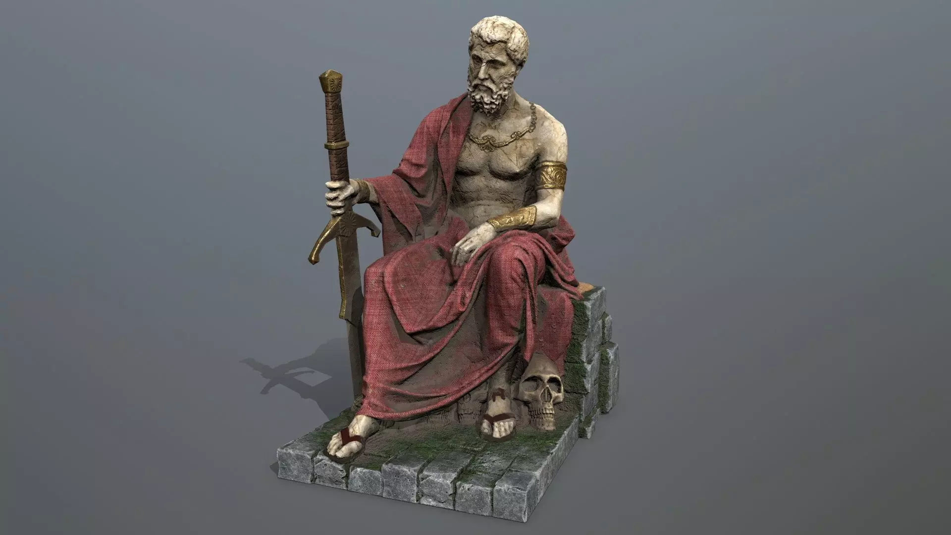 Man Statue 2 Low-poly 3D model_0