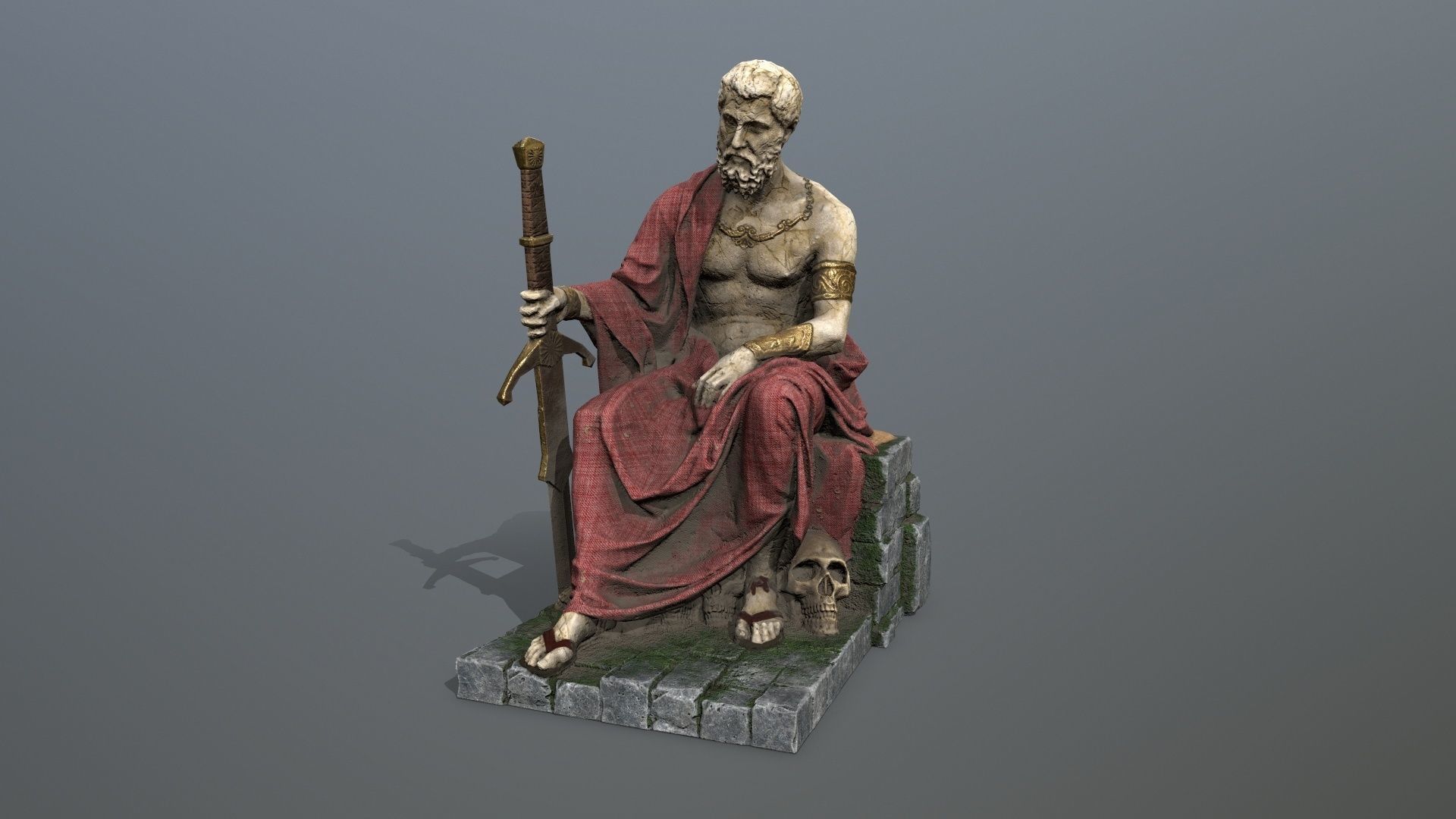 Man Statue 2 Low-poly 3D model_2