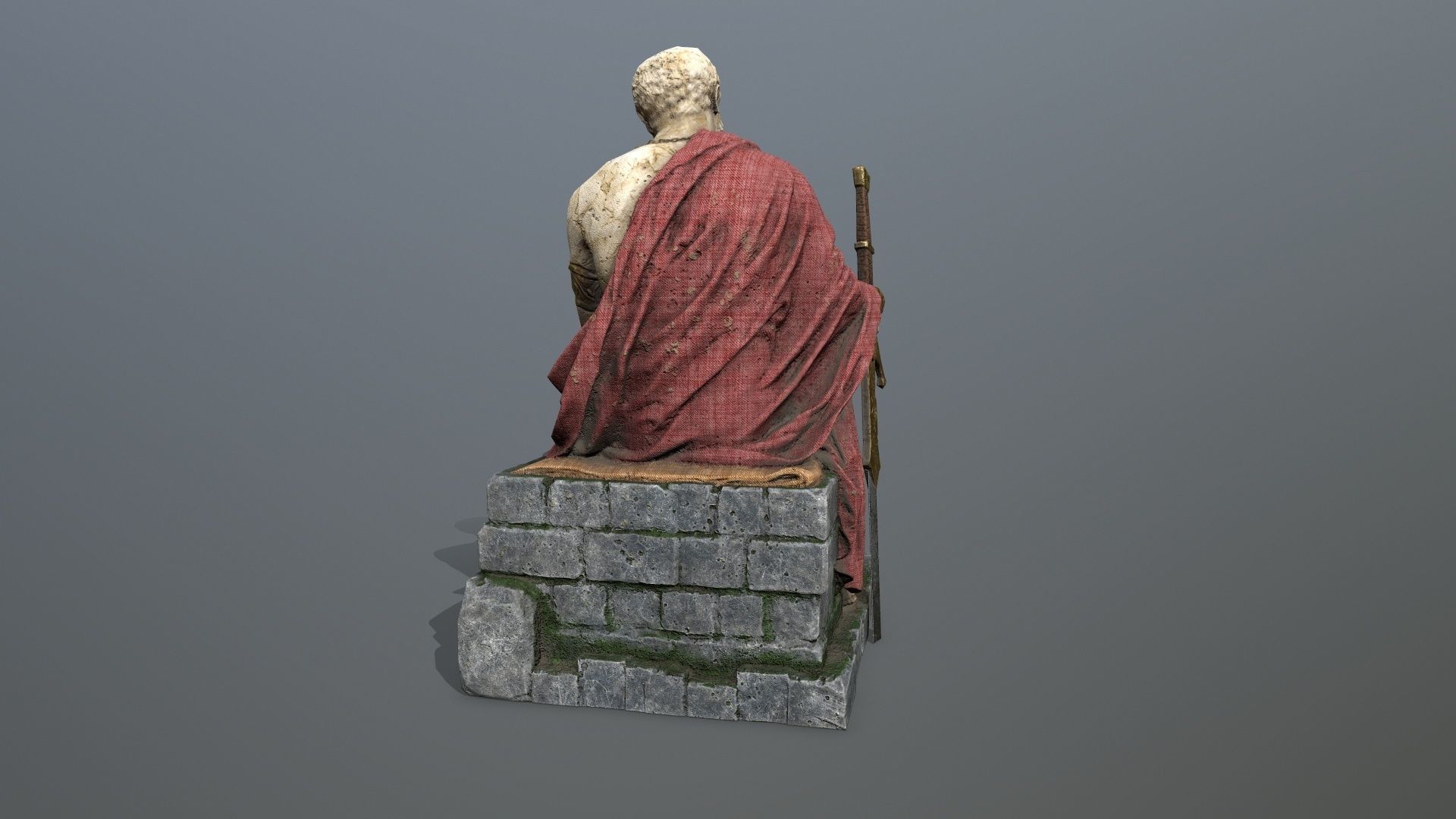 Man Statue 2 Low-poly 3D model_6