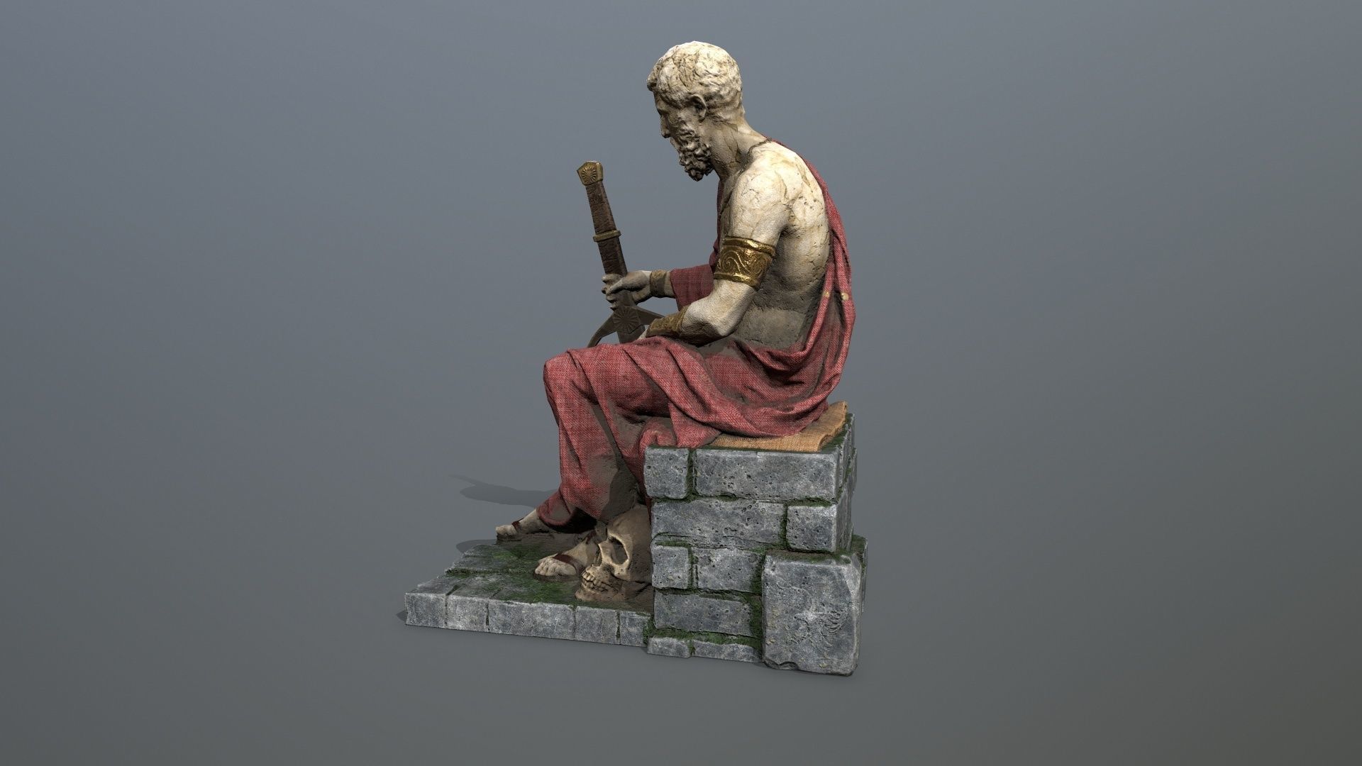 Man Statue 2 Low-poly 3D model_4