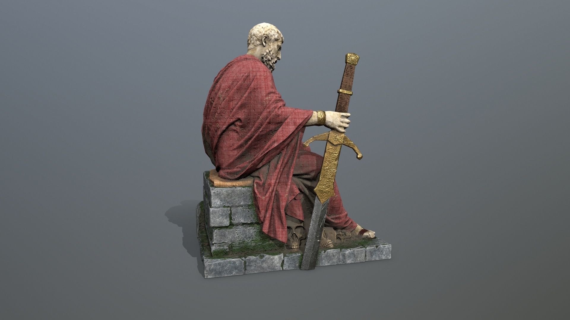 Man Statue 2 Low-poly 3D model_7