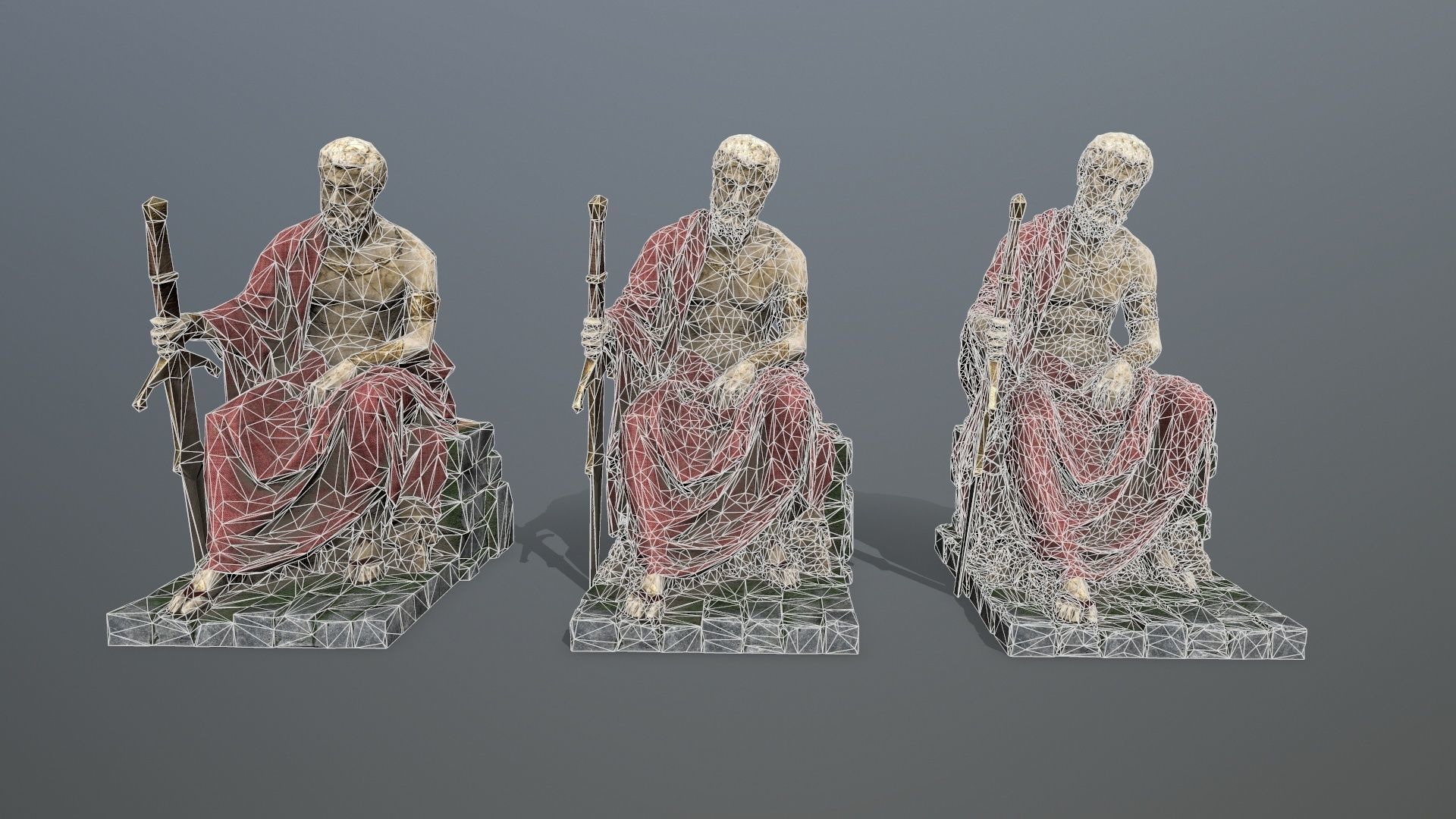 Man Statue 2 Low-poly 3D model_12