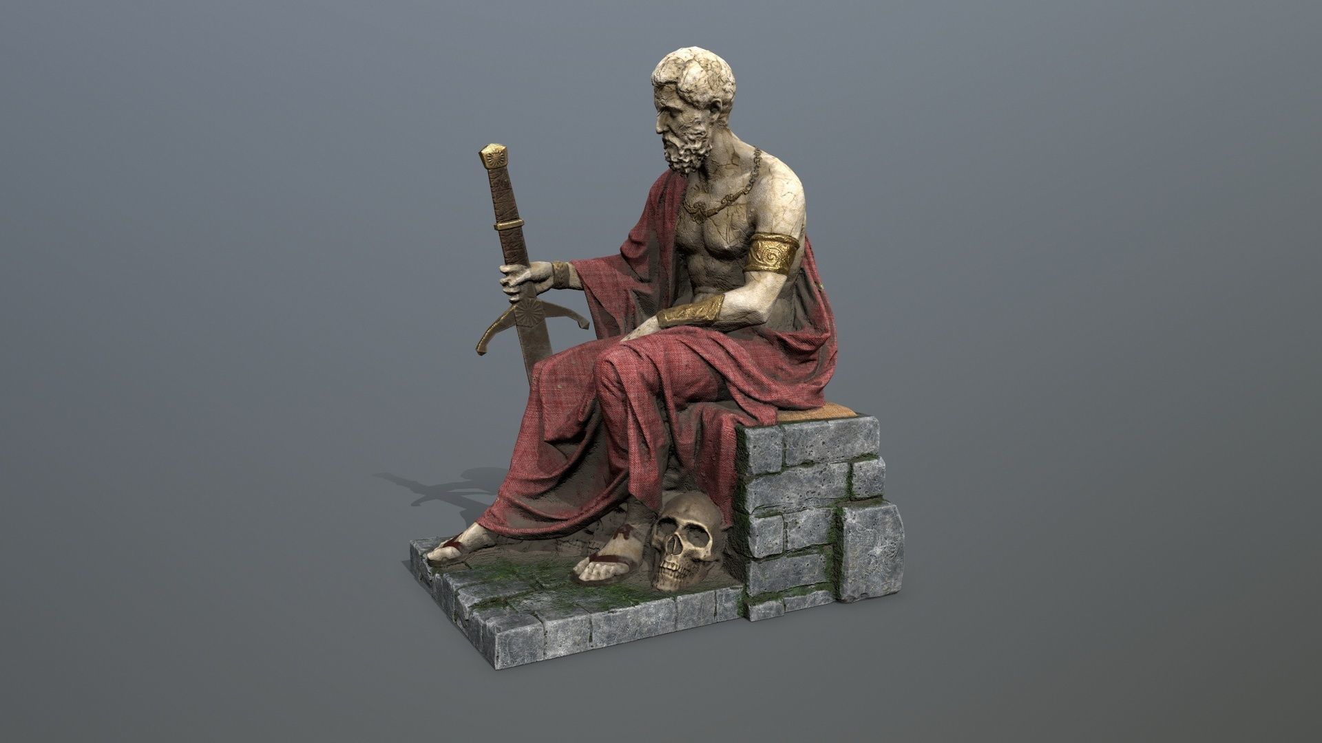 Man Statue 2 Low-poly 3D model_3