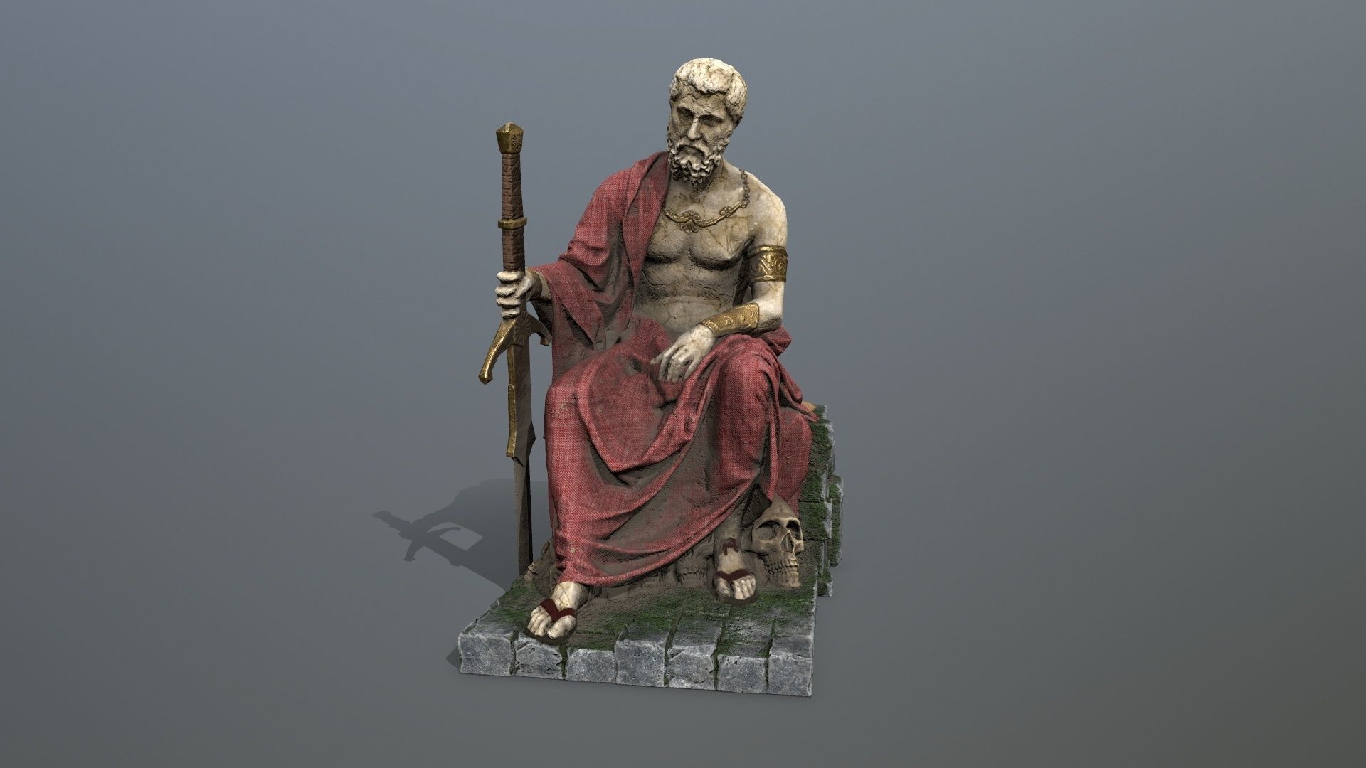 Man Statue 2 Low-poly 3D model_9