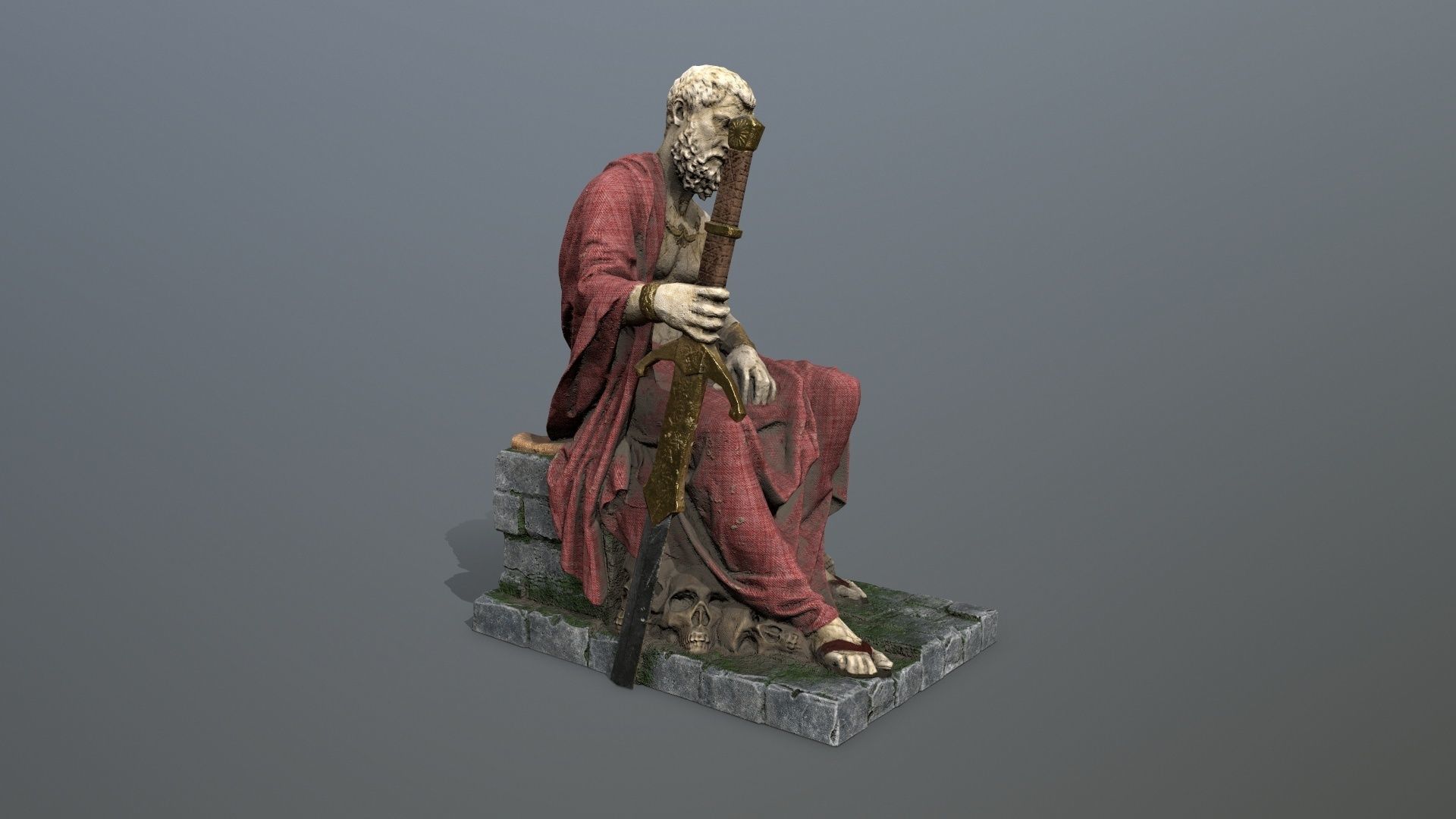 Man Statue 2 Low-poly 3D model_8