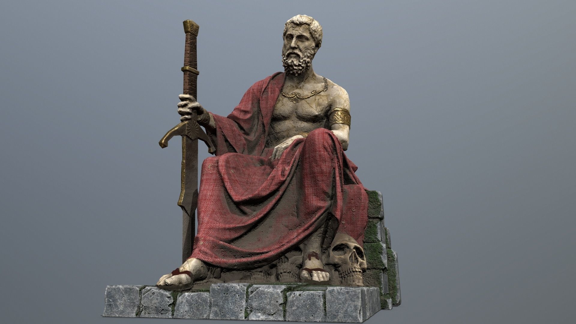 Man Statue 2 Low-poly 3D model_1