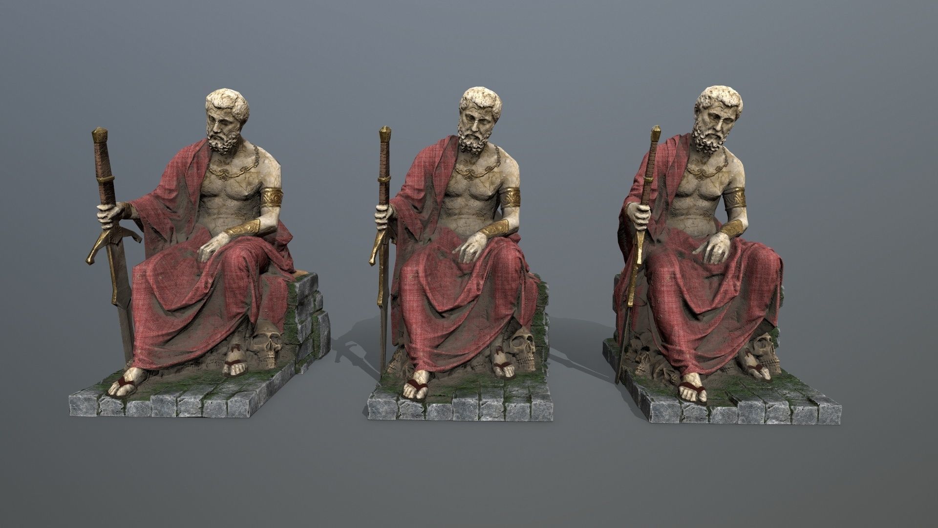 Man Statue 2 Low-poly 3D model_11