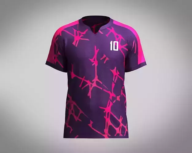 Mens Soccer Hot Pink and Purple Jersey Player-10 3D model