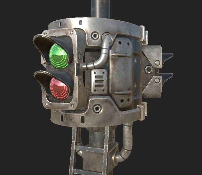 TrafficLight Low-poly 3D model_2