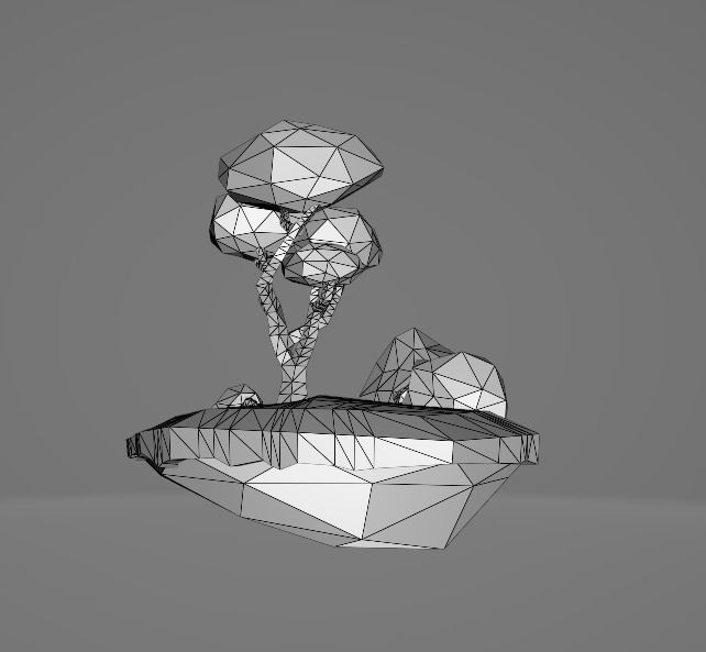 Mini Island With Tree and Rocks Free low-poly 3D model_8