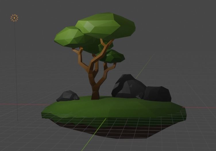 Mini Island With Tree and Rocks Free low-poly 3D model_10
