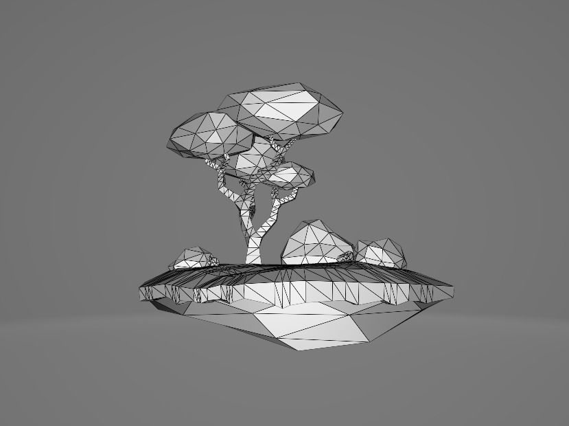 Mini Island With Tree and Rocks Free low-poly 3D model_7