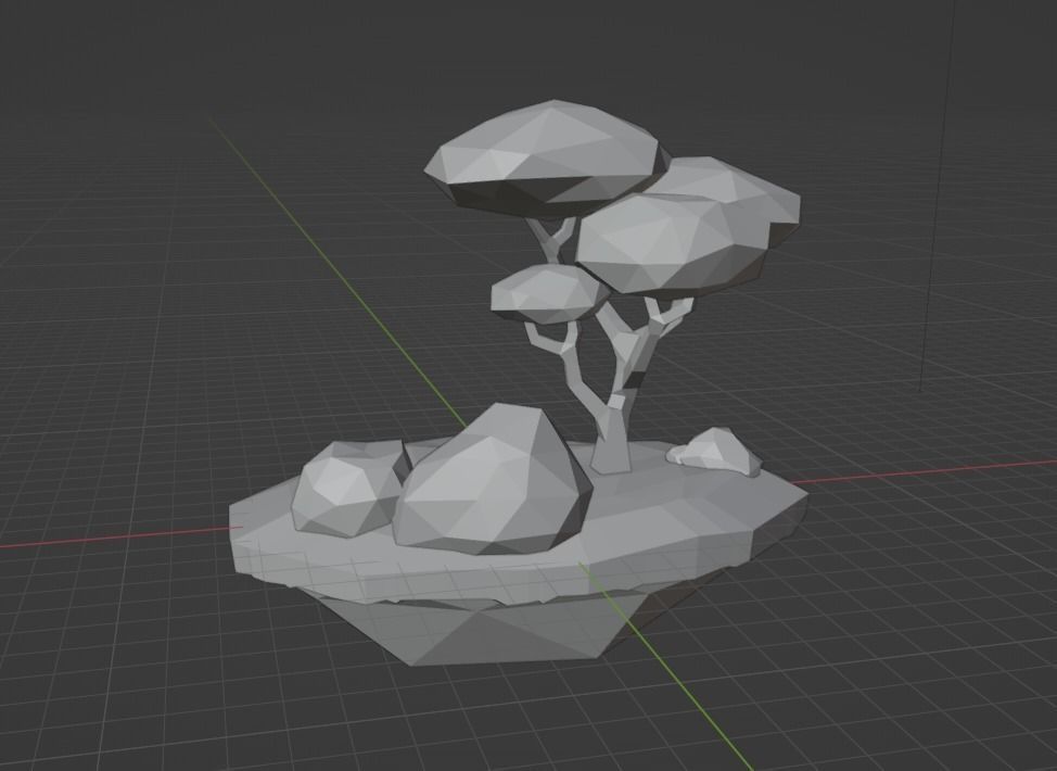 Mini Island With Tree and Rocks Free low-poly 3D model_13