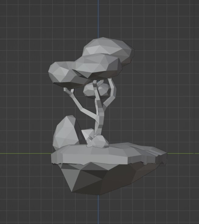 Mini Island With Tree and Rocks Free low-poly 3D model_12
