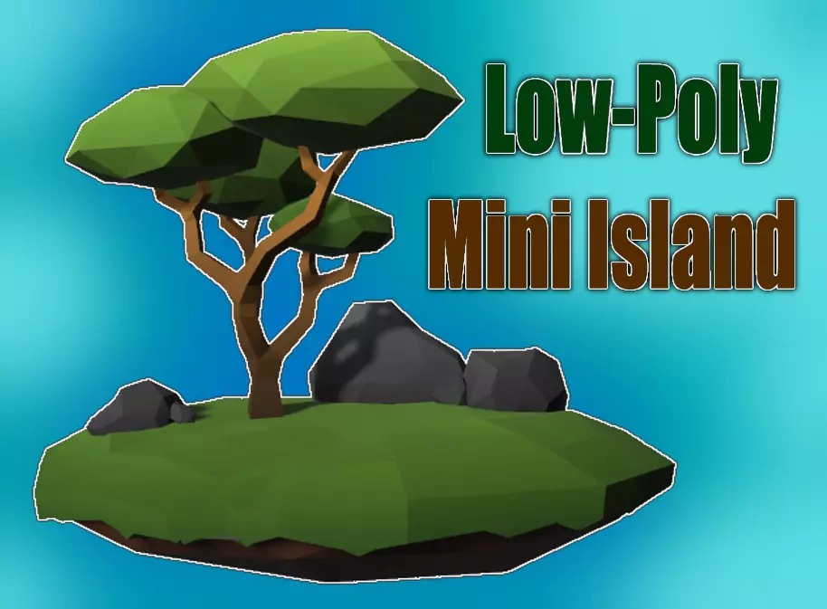 Mini Island With Tree and Rocks Free low-poly 3D model_0