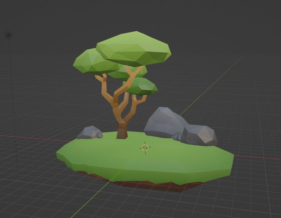 Mini Island With Tree and Rocks Free low-poly 3D model_9