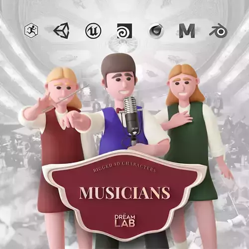 Musicians - Rigged 3D Characters 12 Animations