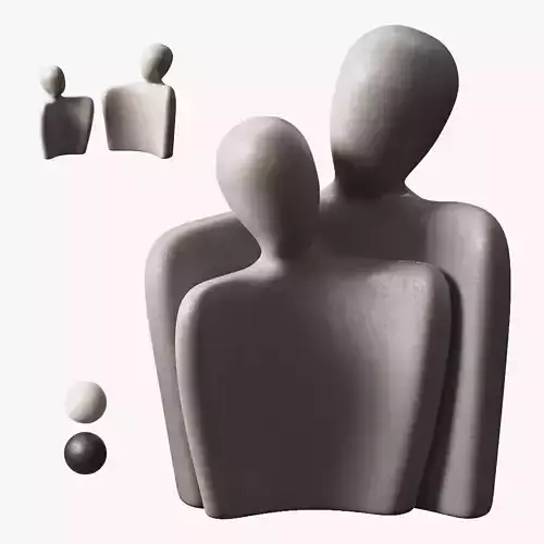 Modem Artipieces Abstract Ceramic Lover Statues Low-poly 3D model