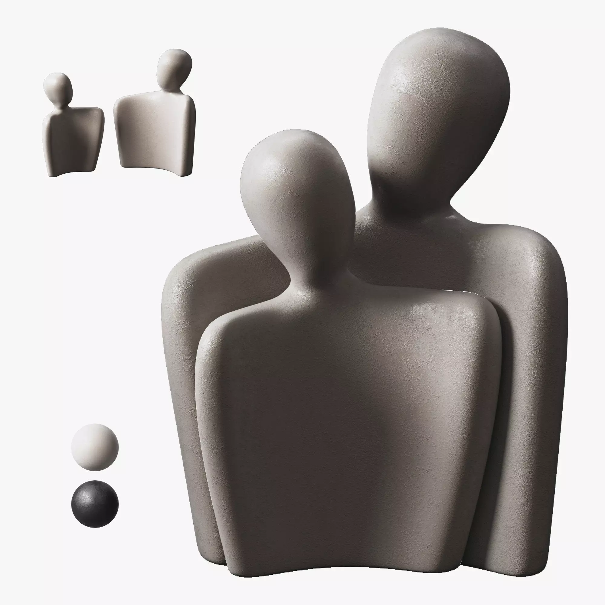 Modem Artipieces Abstract Ceramic Lover Statues Low-poly 3D model
