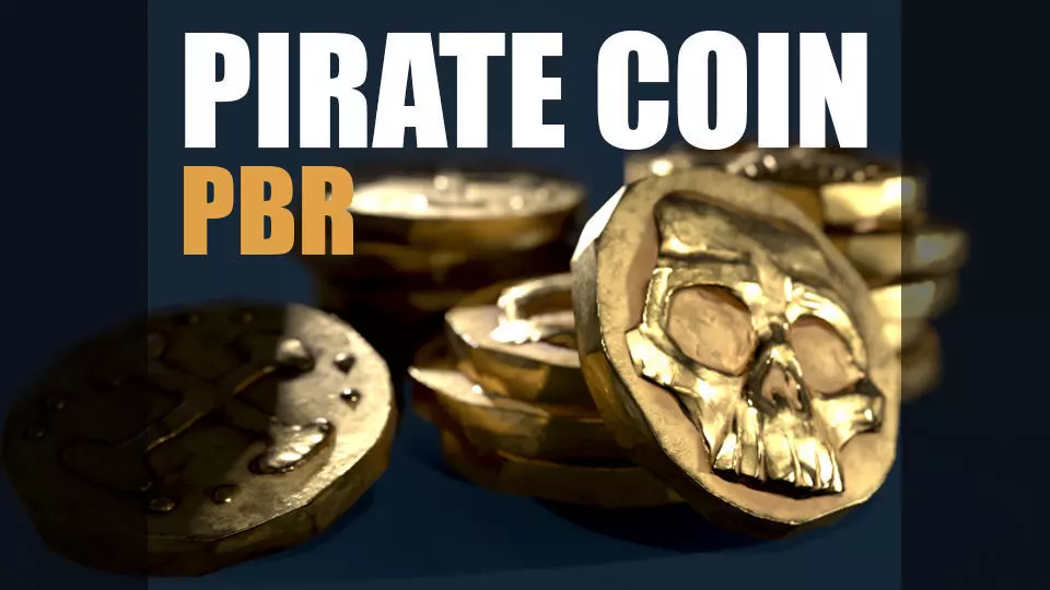 Pirate Gold Coin - PBR Low-poly 3D model_0