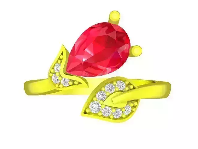 pear diamond and leaf women ring 4806