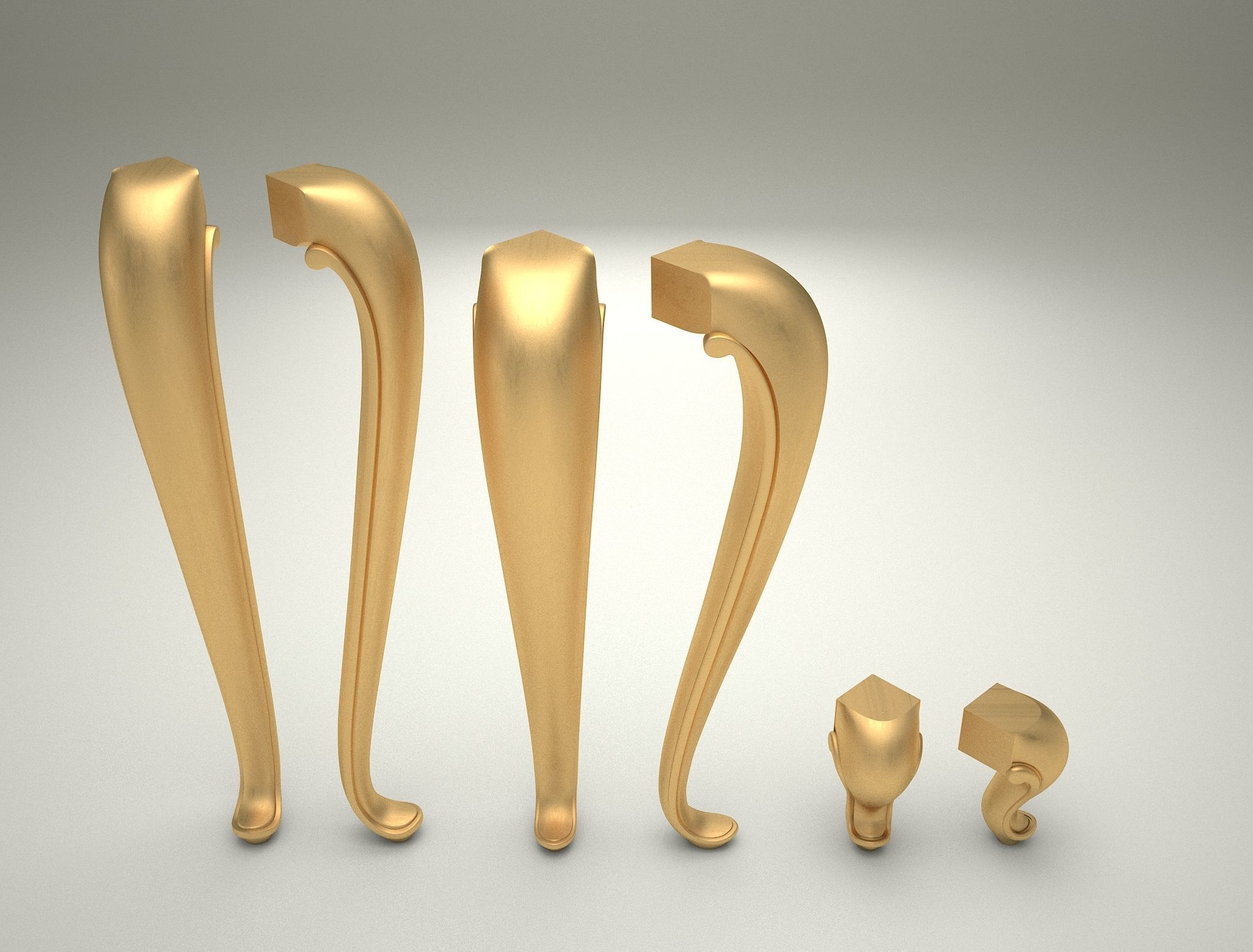 3D model Furniture Legs Cabriole 3 Sizes 3D model_3