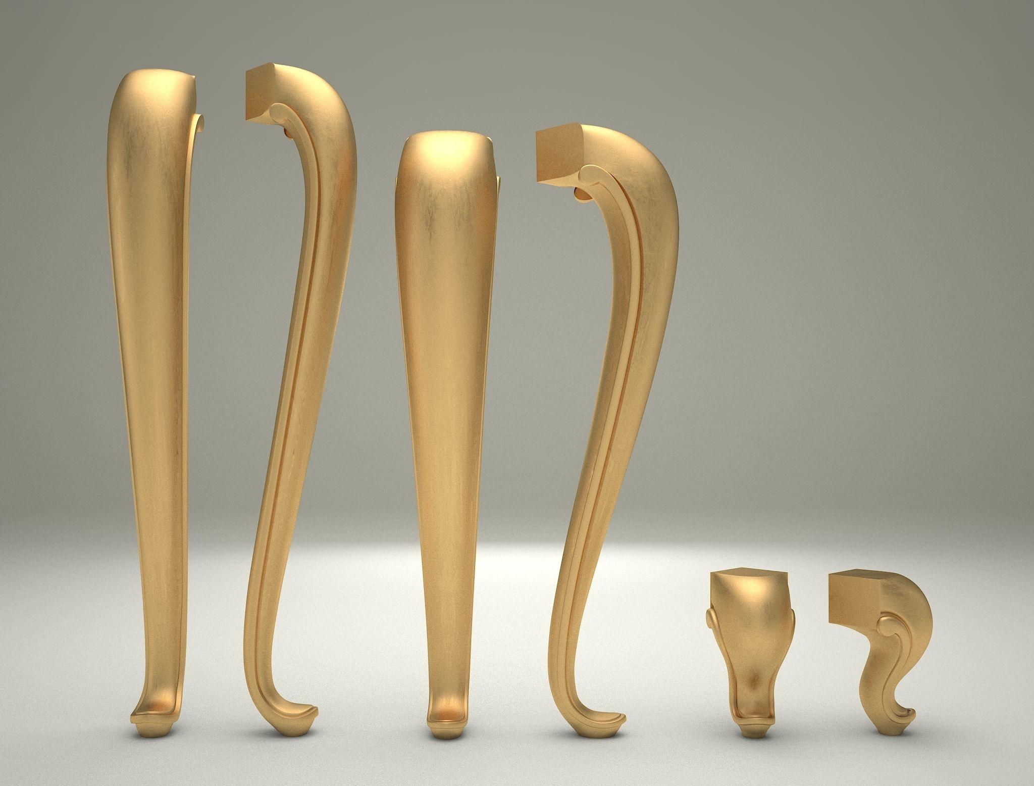 3D model Furniture Legs Cabriole 3 Sizes 3D model_1