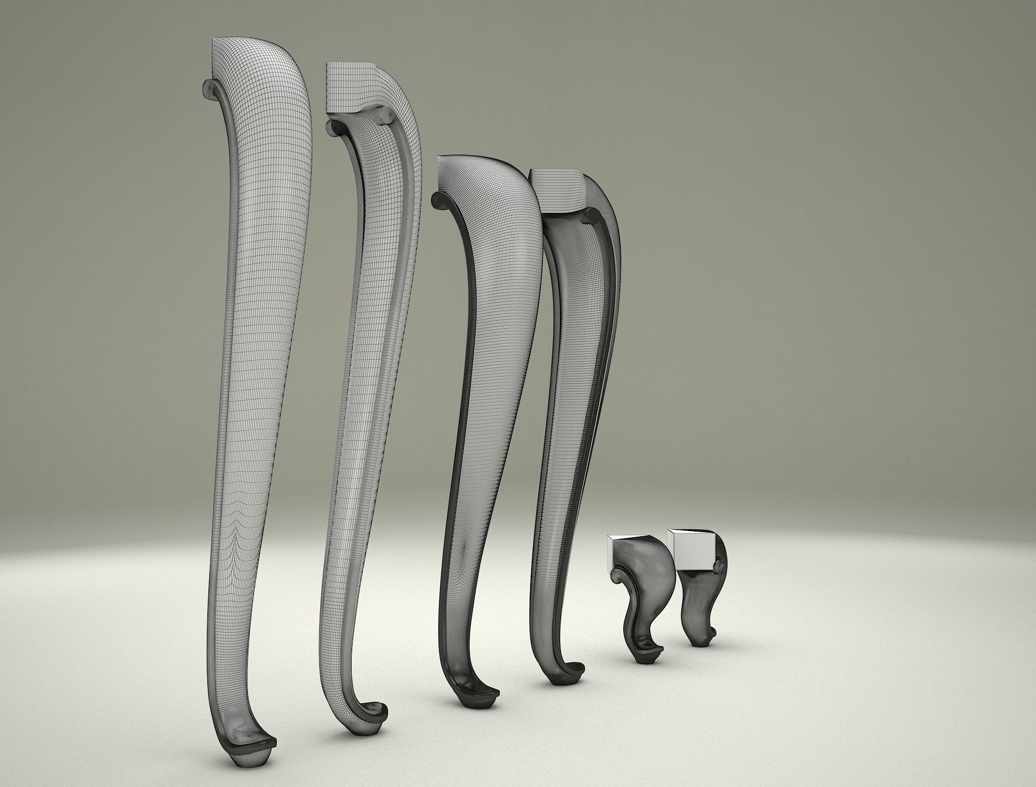 3D model Furniture Legs Cabriole 3 Sizes 3D model_5