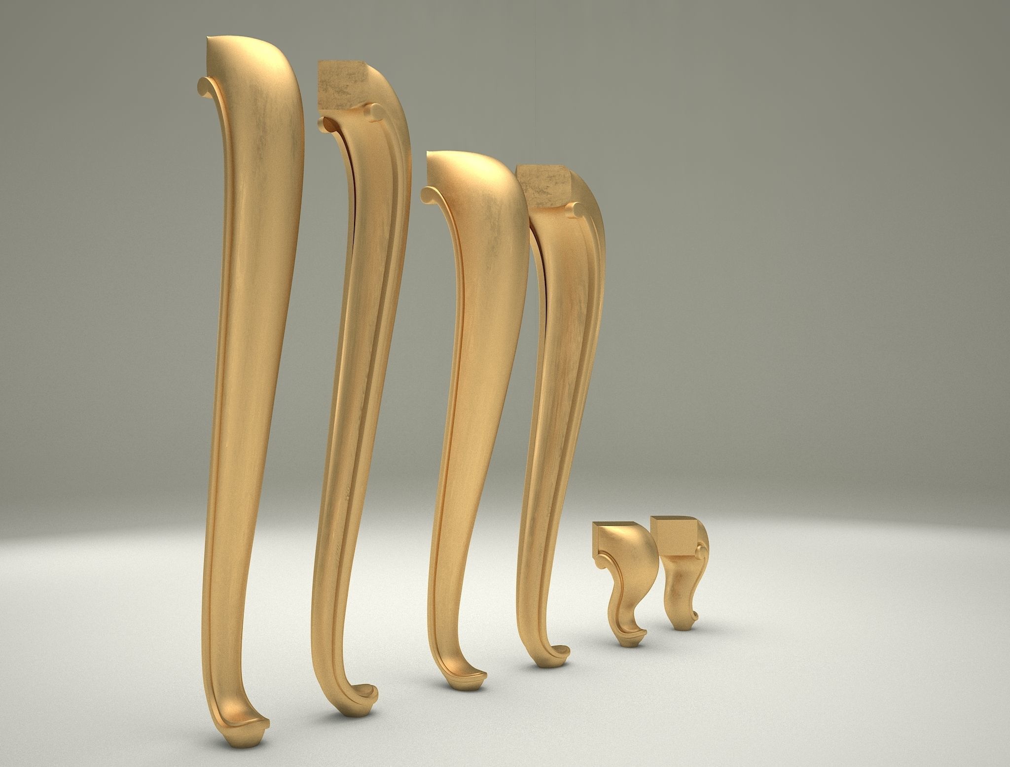 3D model Furniture Legs Cabriole 3 Sizes 3D model_2