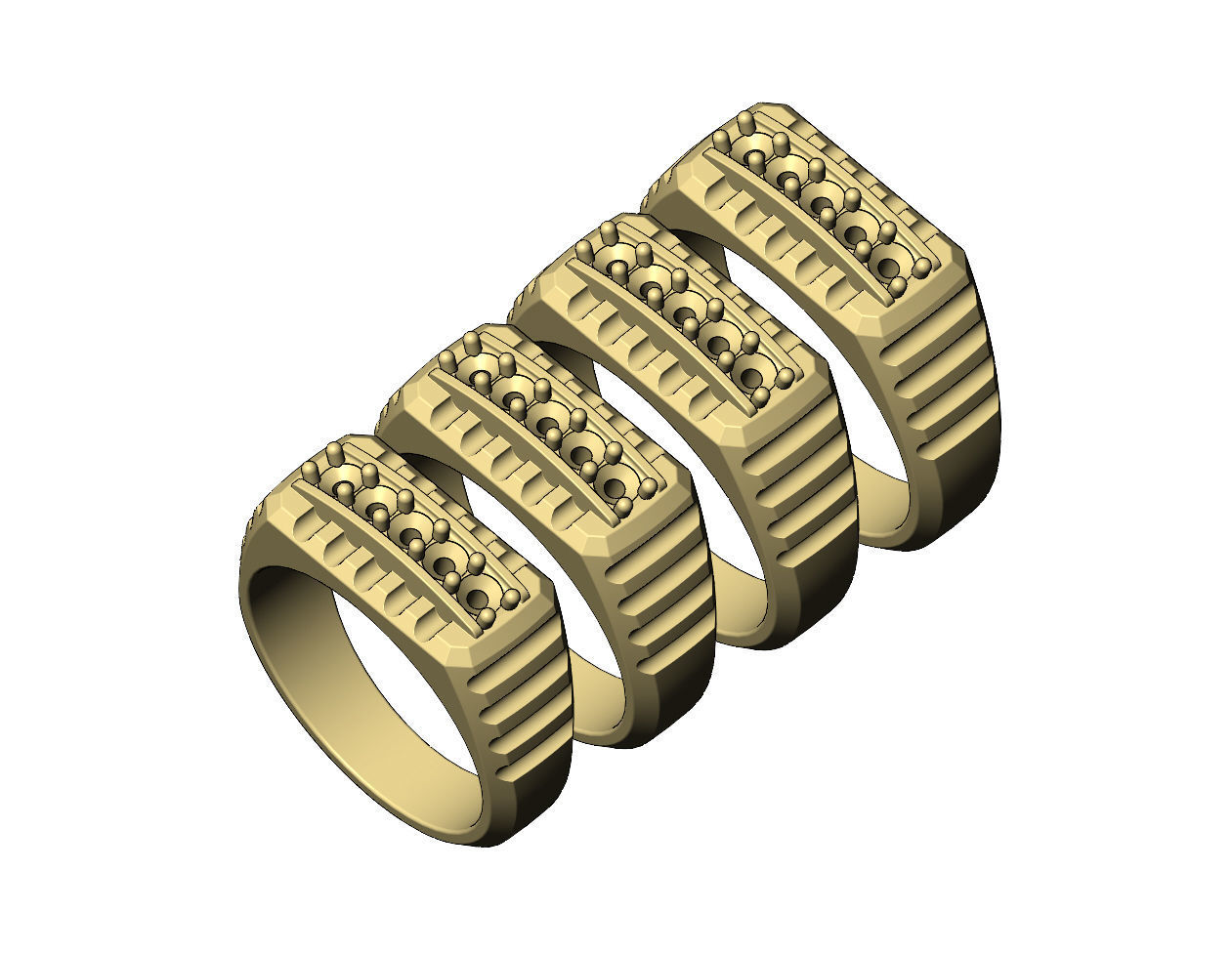 Diamond round top undulated signet US sizes 7to10 3D print model_4