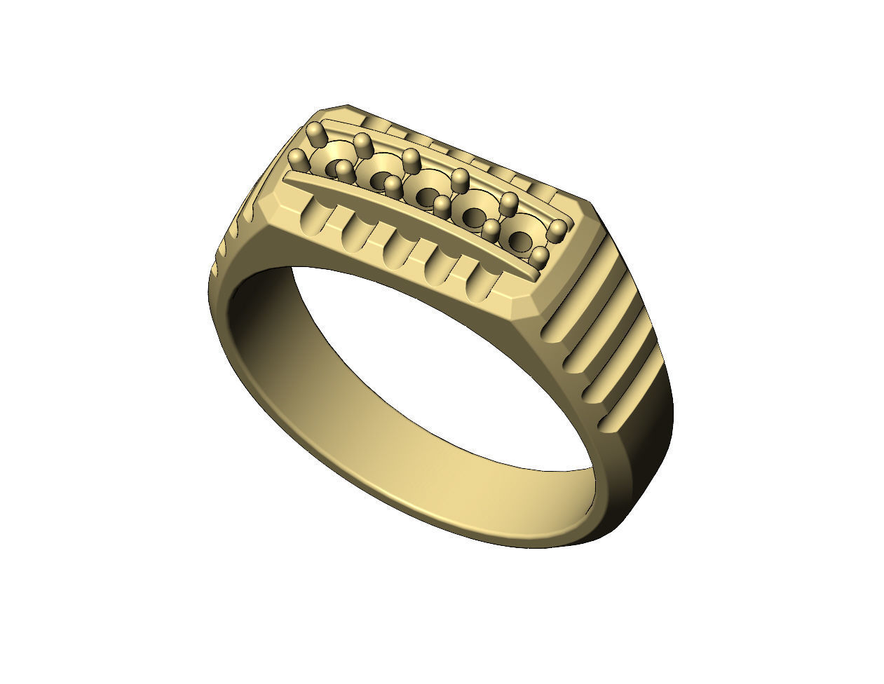 Diamond round top undulated signet US sizes 7to10 3D print model_5