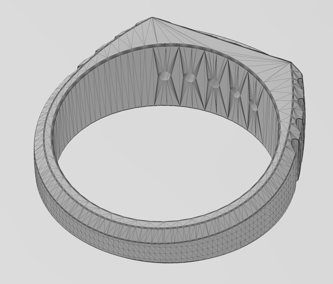 Diamond round top undulated signet US sizes 7to10 3D print model_12