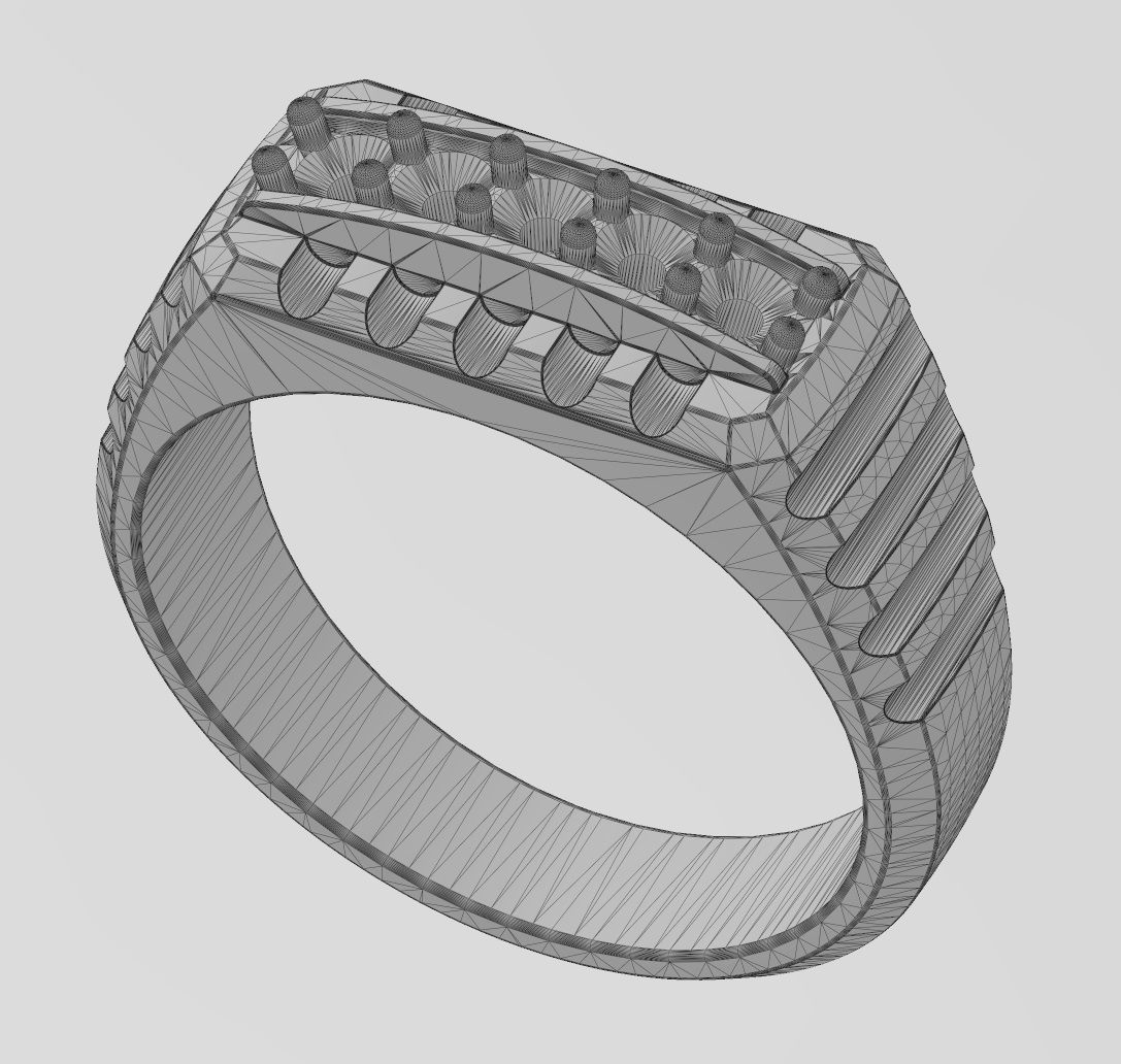 Diamond round top undulated signet US sizes 7to10 3D print model_13
