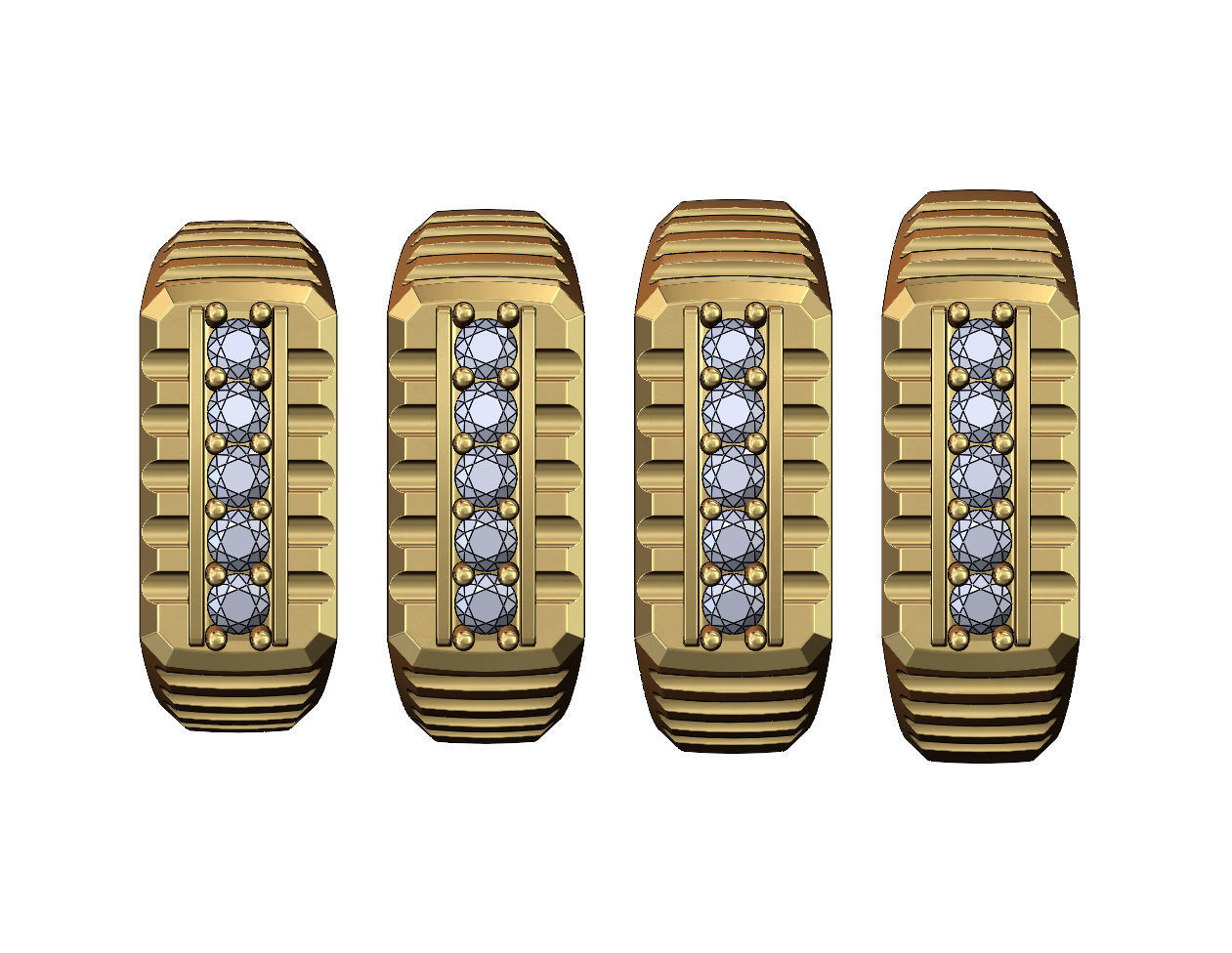 Diamond round top undulated signet US sizes 7to10 3D print model_1