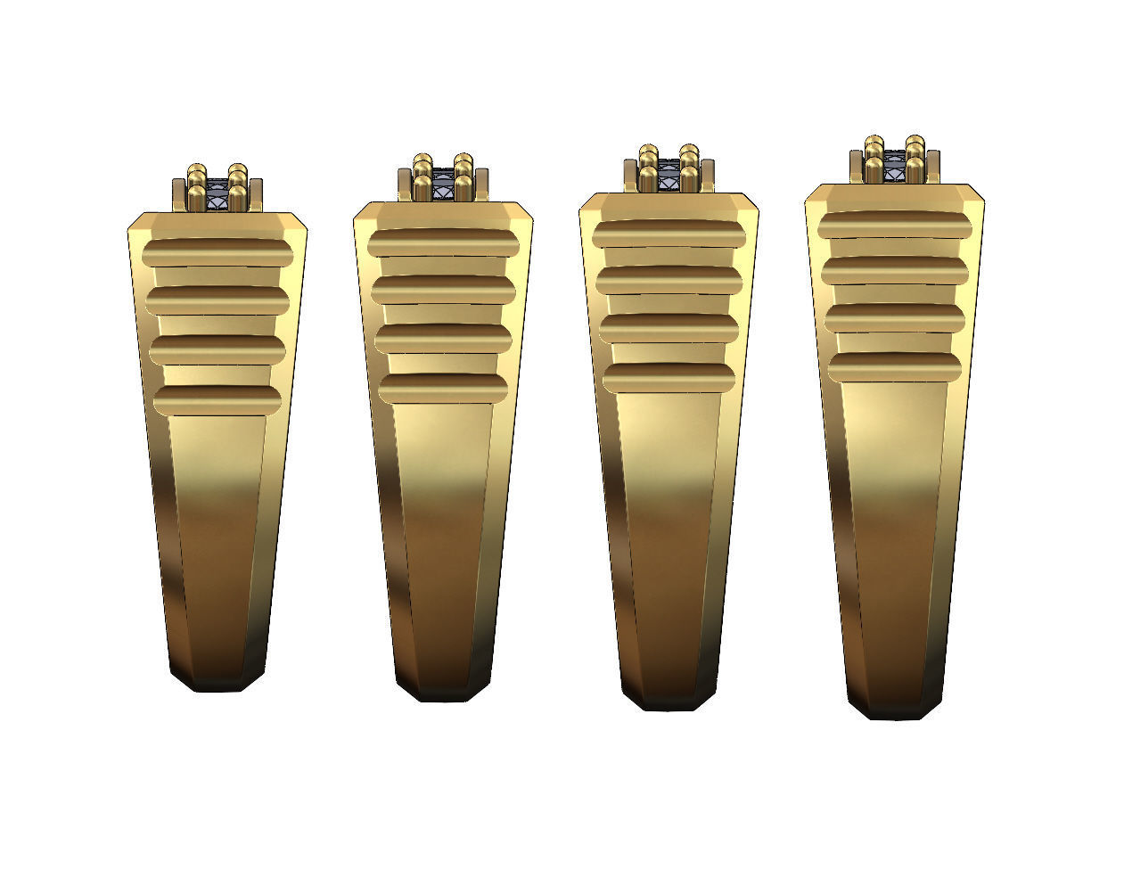 Diamond round top undulated signet US sizes 7to10 3D print model_2