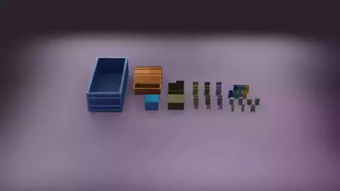 Low Poly Trash Bins 