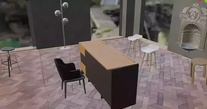 office  with furniture lamp