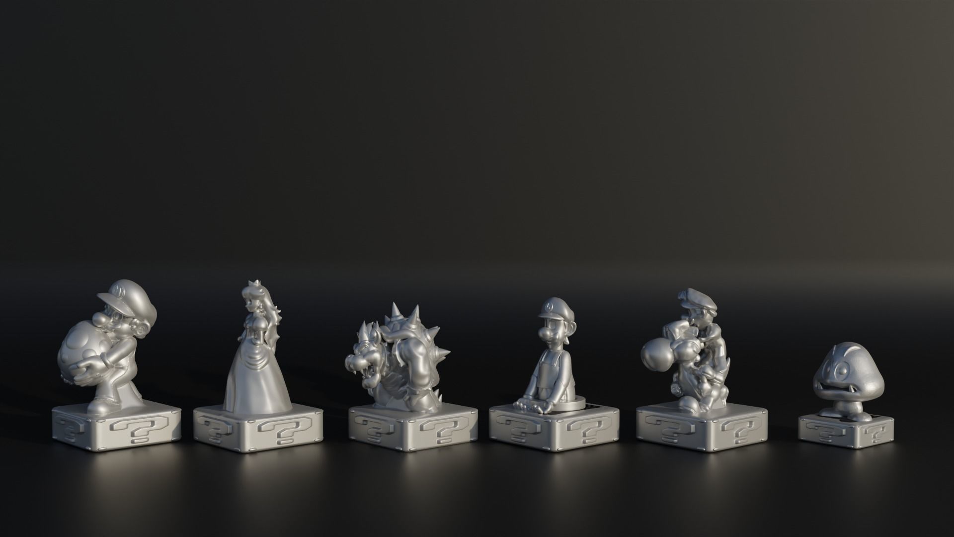 Super Mario Character Figure Chess Set - 6 Different Character 3D print model_4