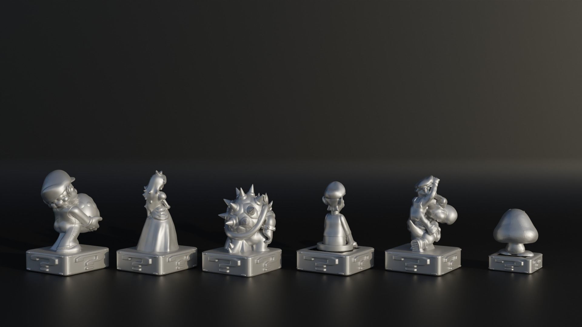Super Mario Character Figure Chess Set - 6 Different Character 3D print model_3