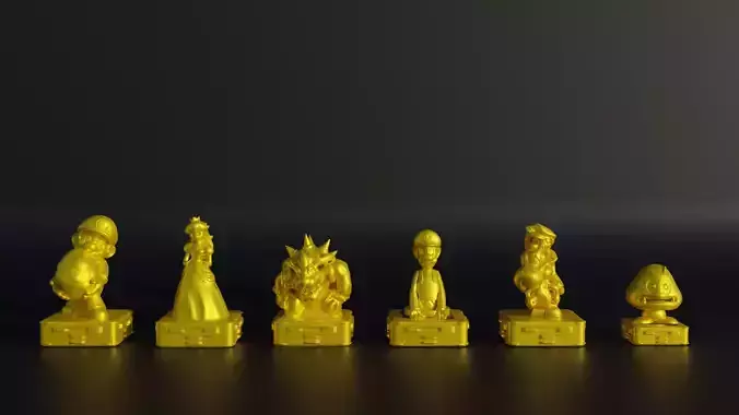 Super Mario Character Figure Chess Set - 6 Different Character 3D print model